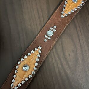 Brown western Leather Belt with peach Accents